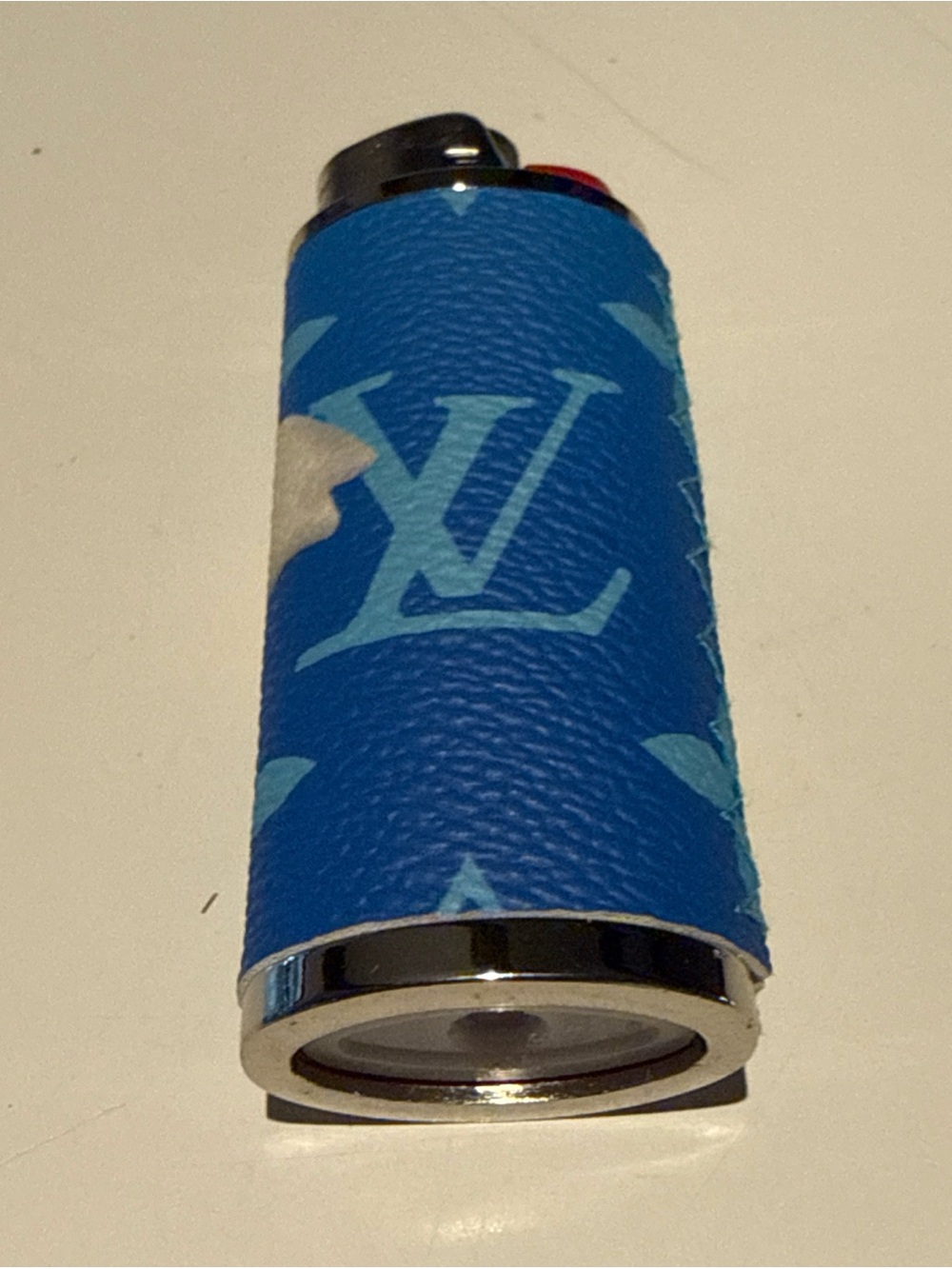 LV Leather Bic Lighter Case Full Size Blue - Picture 6 of 6